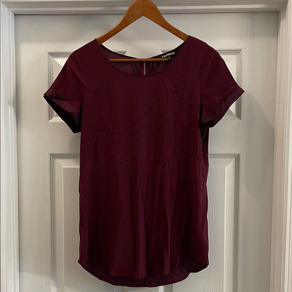 Express Rich Burgundy Silk Blouse Small